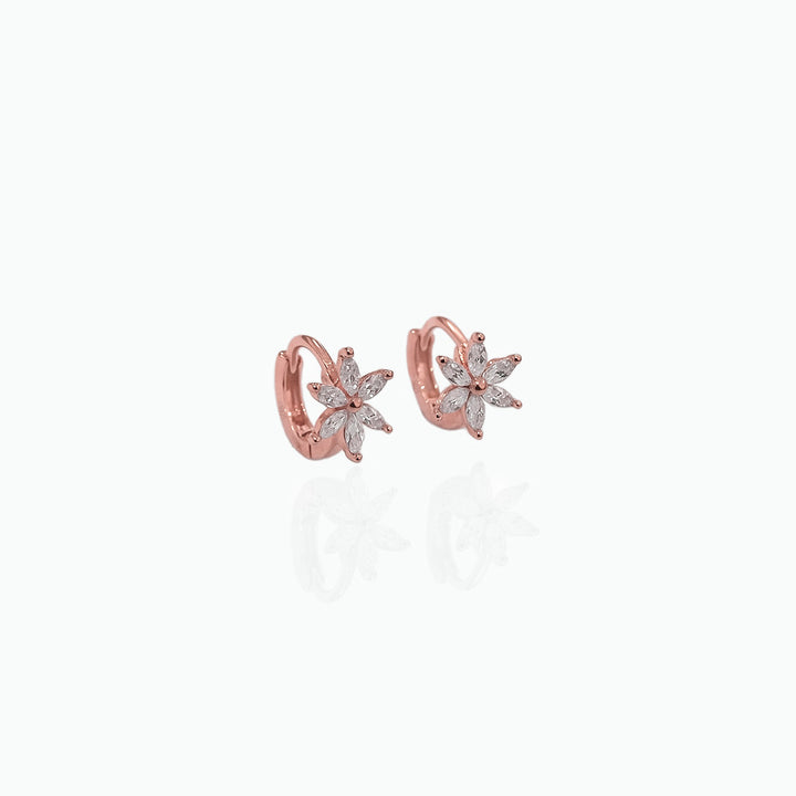 Floral Huggie Earrings – Sterling Silver Minimalist Hoops for Everyday Elegance- S013