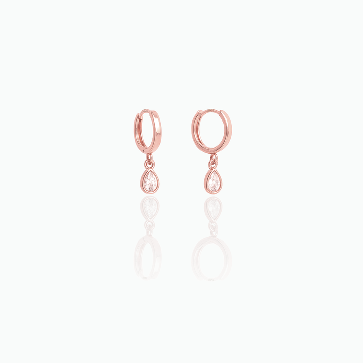 Dangle Huggie Hoop Earrings – Minimalist Sterling Silver Drop Earrings, Elegant Gift for Her- S055