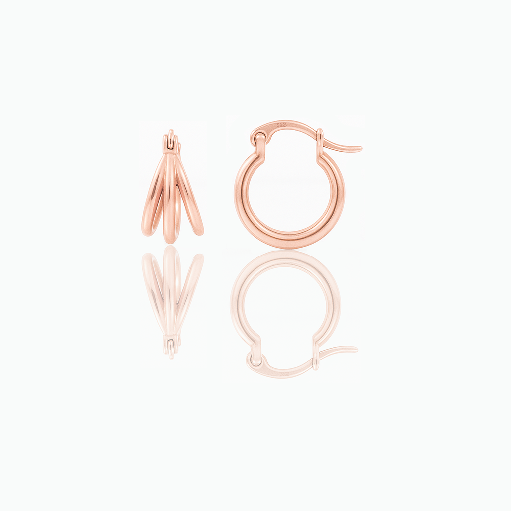 A pair of dainty hoop earrings. The earrings are presented against a white background.