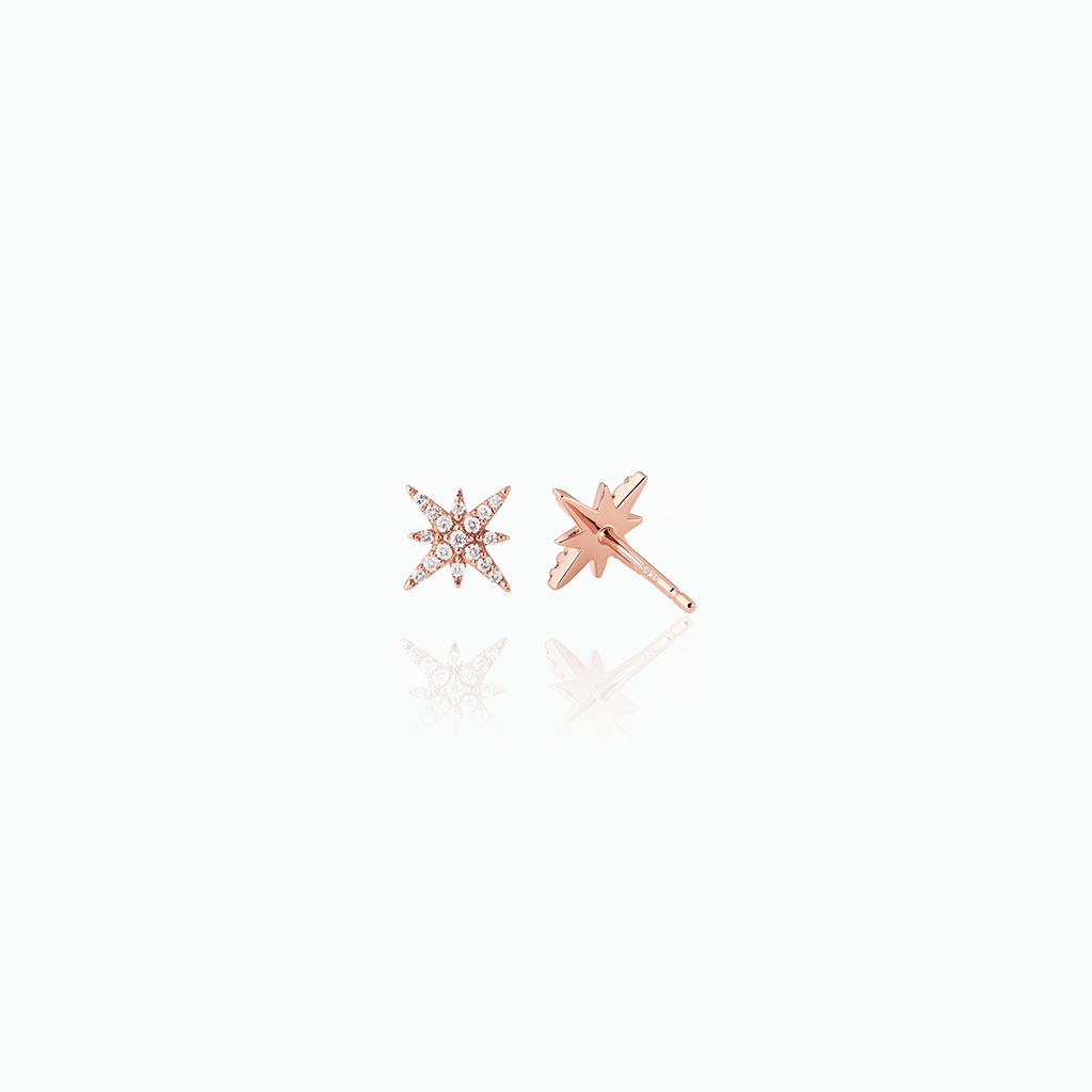 Starburst Crystal Stud Earrings – Dainty Sterling Silver Earrings- S064