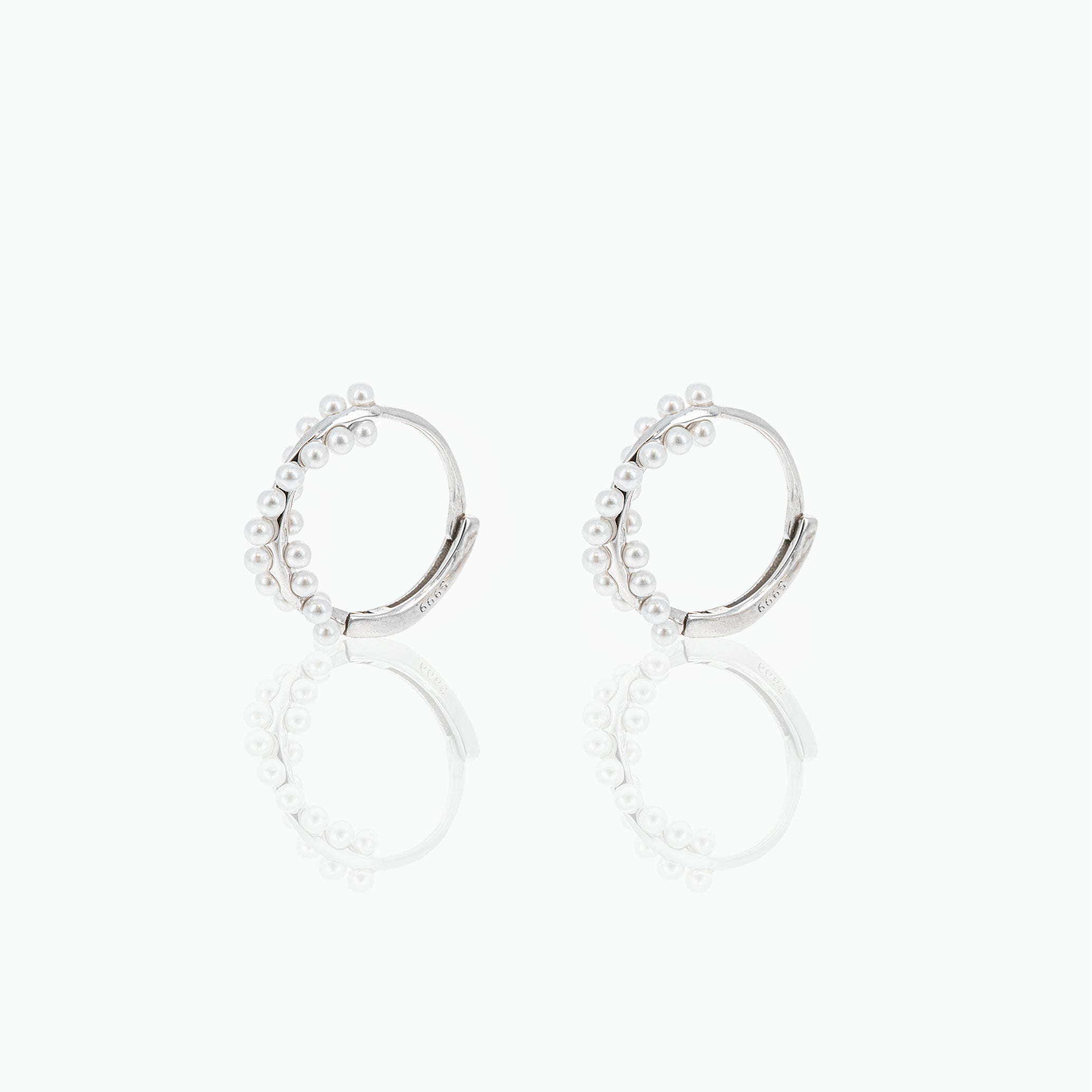 Polished  Pearl Hoop Earrings- S031