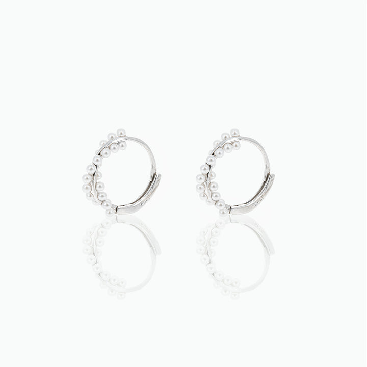 Polished  Pearl Hoop Earrings- S031