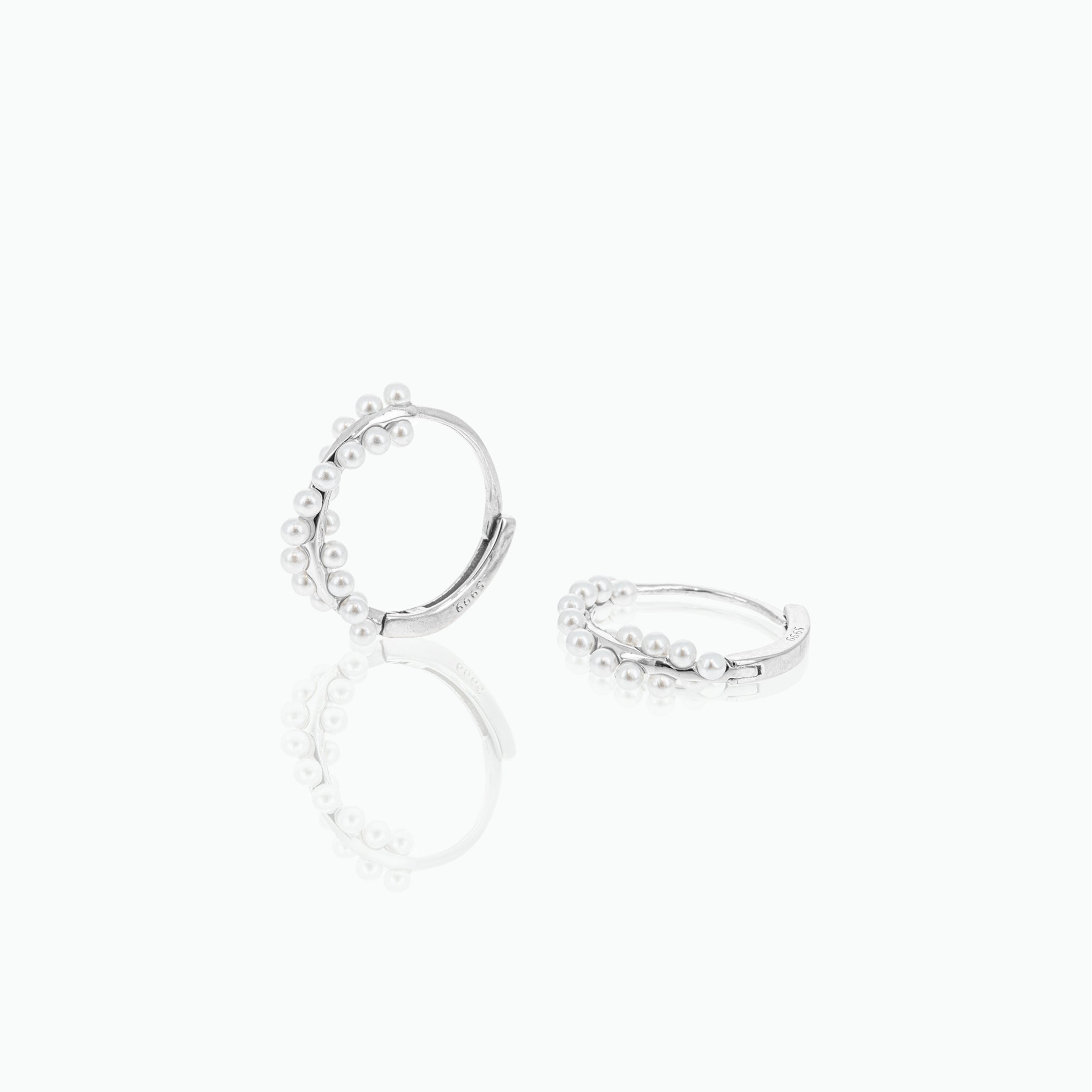 Polished  Pearl Hoop Earrings- S031