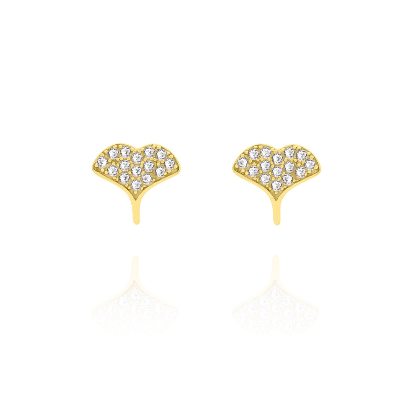 Dainty Whale Tail Stud Earrings with Crystals- S061