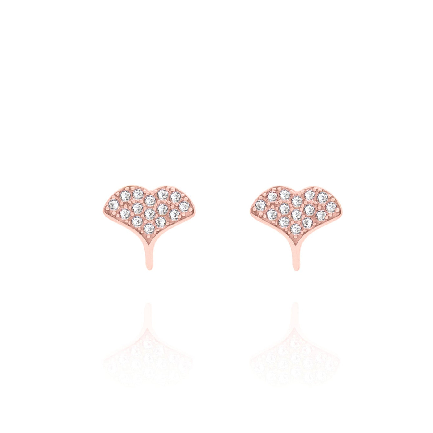 Dainty Whale Tail Stud Earrings with Crystals- S061