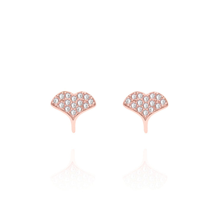 Dainty Whale Tail Stud Earrings with Crystals- S061