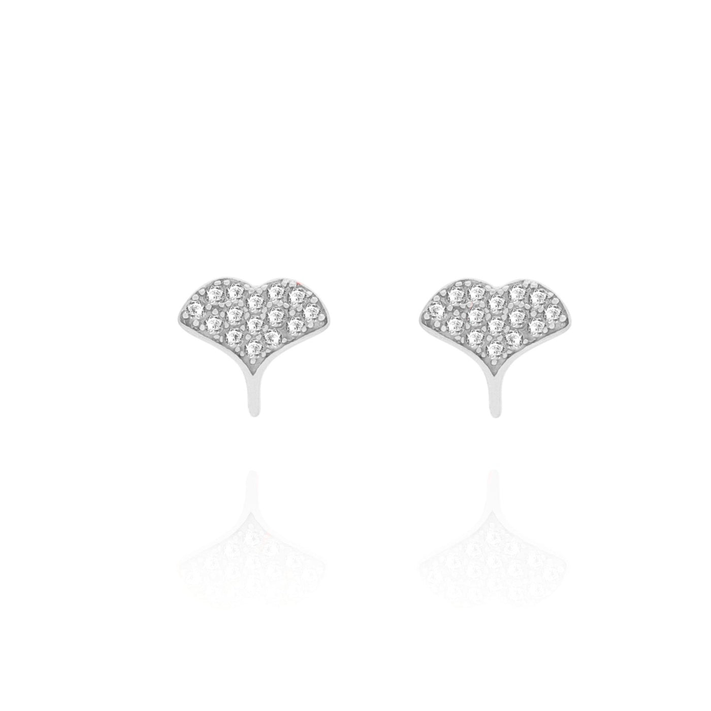 Dainty Whale Tail Stud Earrings with Crystals- S061