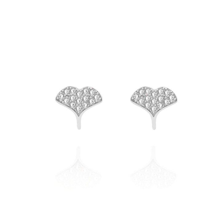Dainty Whale Tail Stud Earrings with Crystals- S061