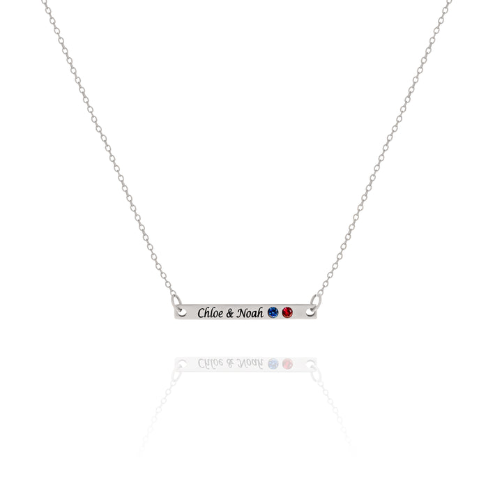 Personalized Engraved Bar Necklace with Birthstones