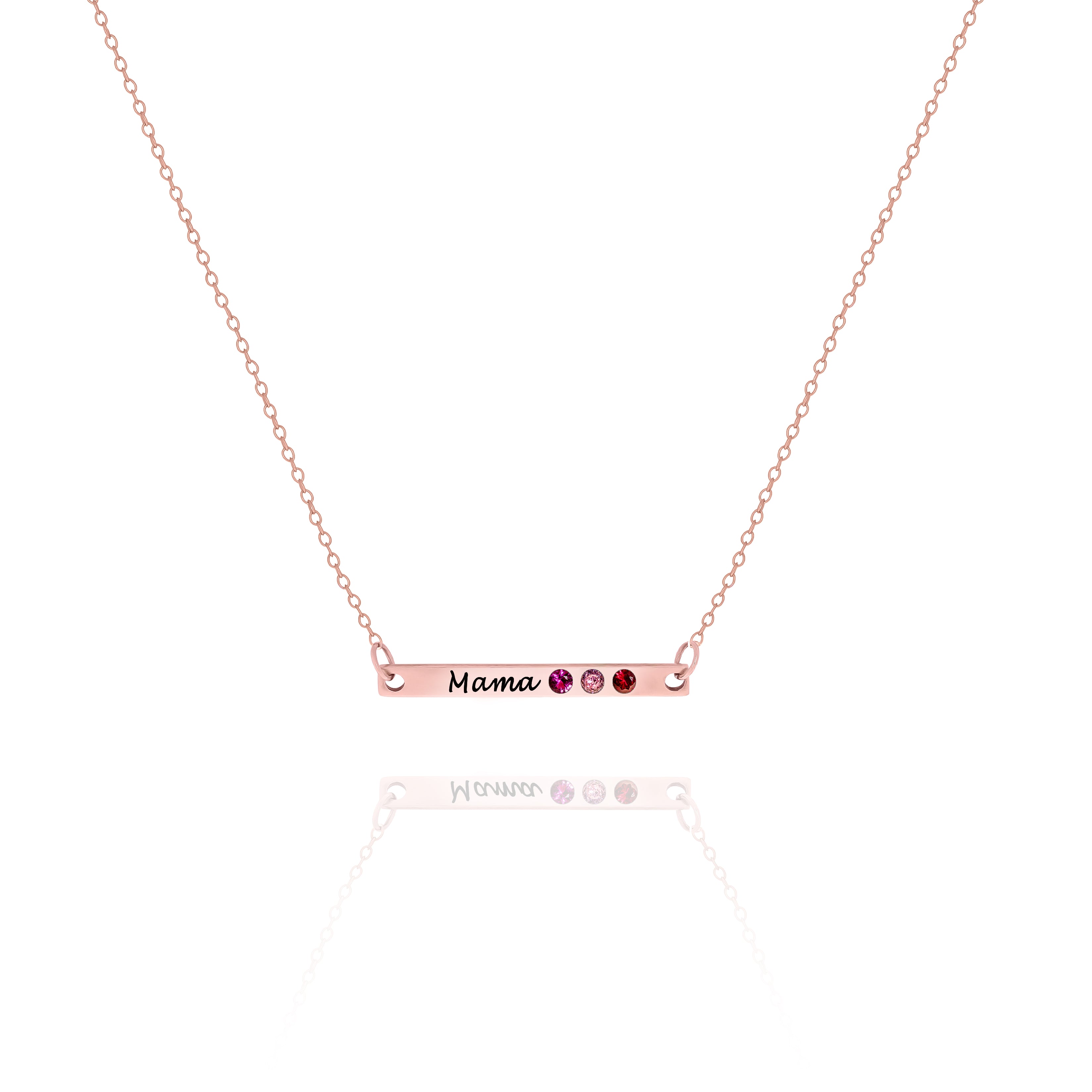 Personalized Engraved Bar Necklace with Birthstones
