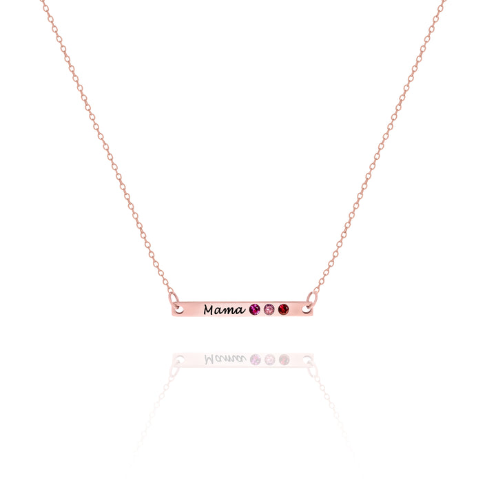 Personalized Engraved Bar Necklace with Birthstones