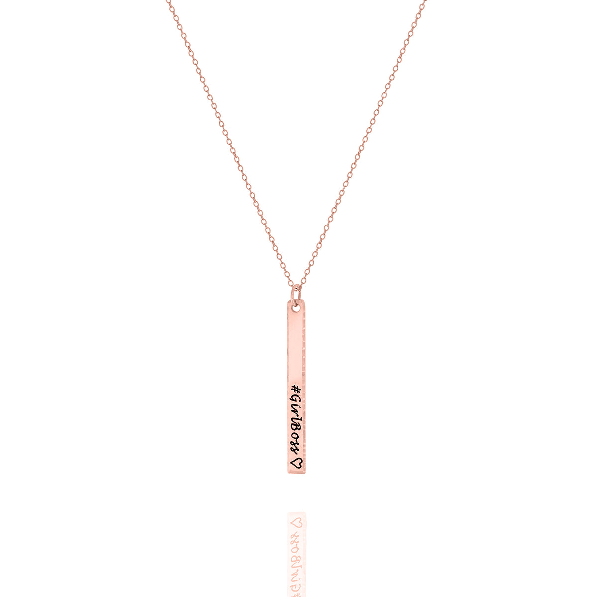 Vertical Bar Necklace – Hammered Edge Engraved Minimalist Jewelry