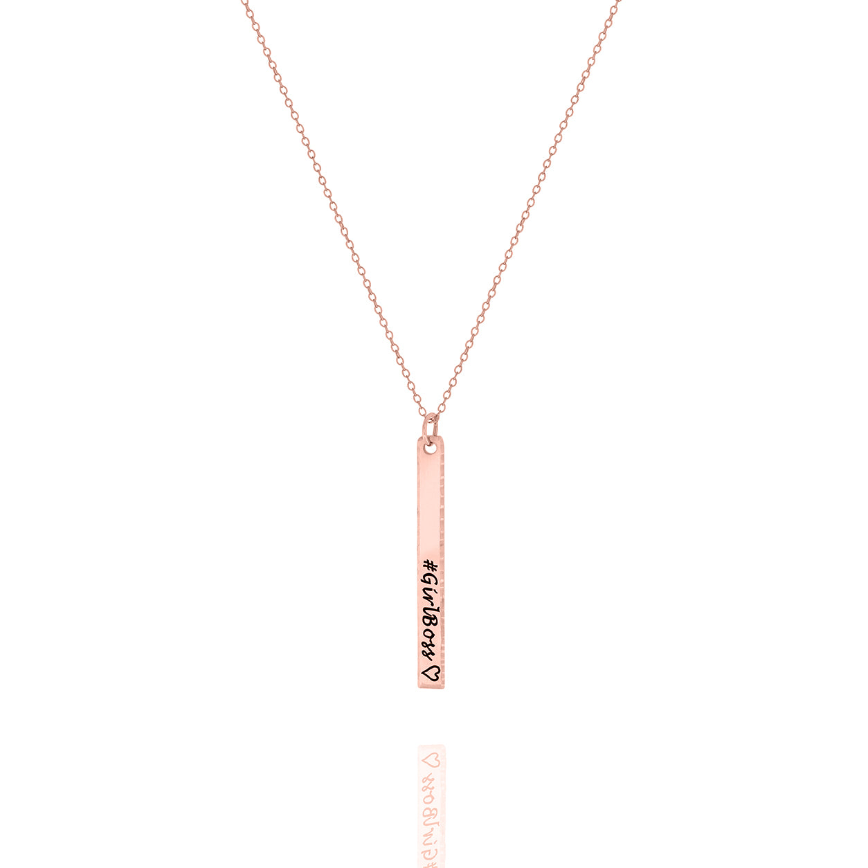 Vertical Bar Necklace – Hammered Edge Engraved Minimalist Jewelry