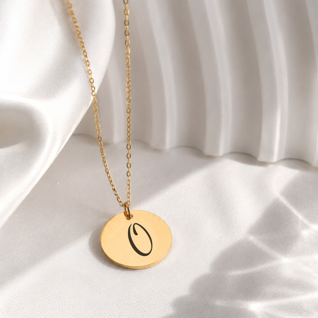 Personalized Initial Disc Necklace .925 Sterling Silver