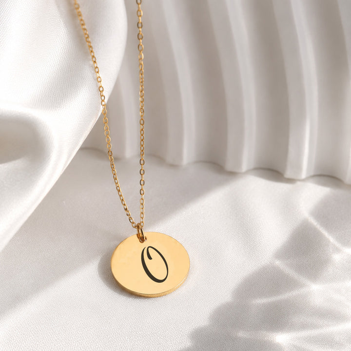 Personalized Initial Disc Necklace .925 Sterling Silver