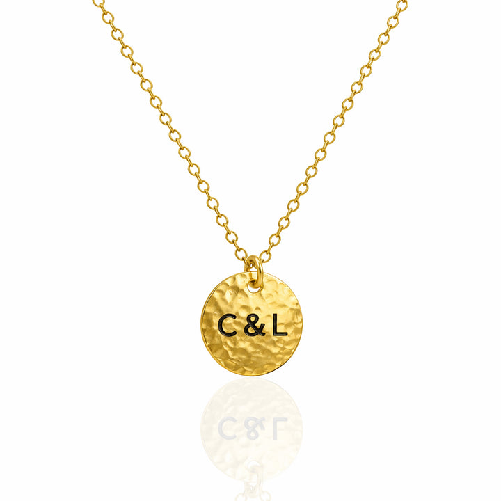 Personalized Hammered Disc Necklace – Custom Initial