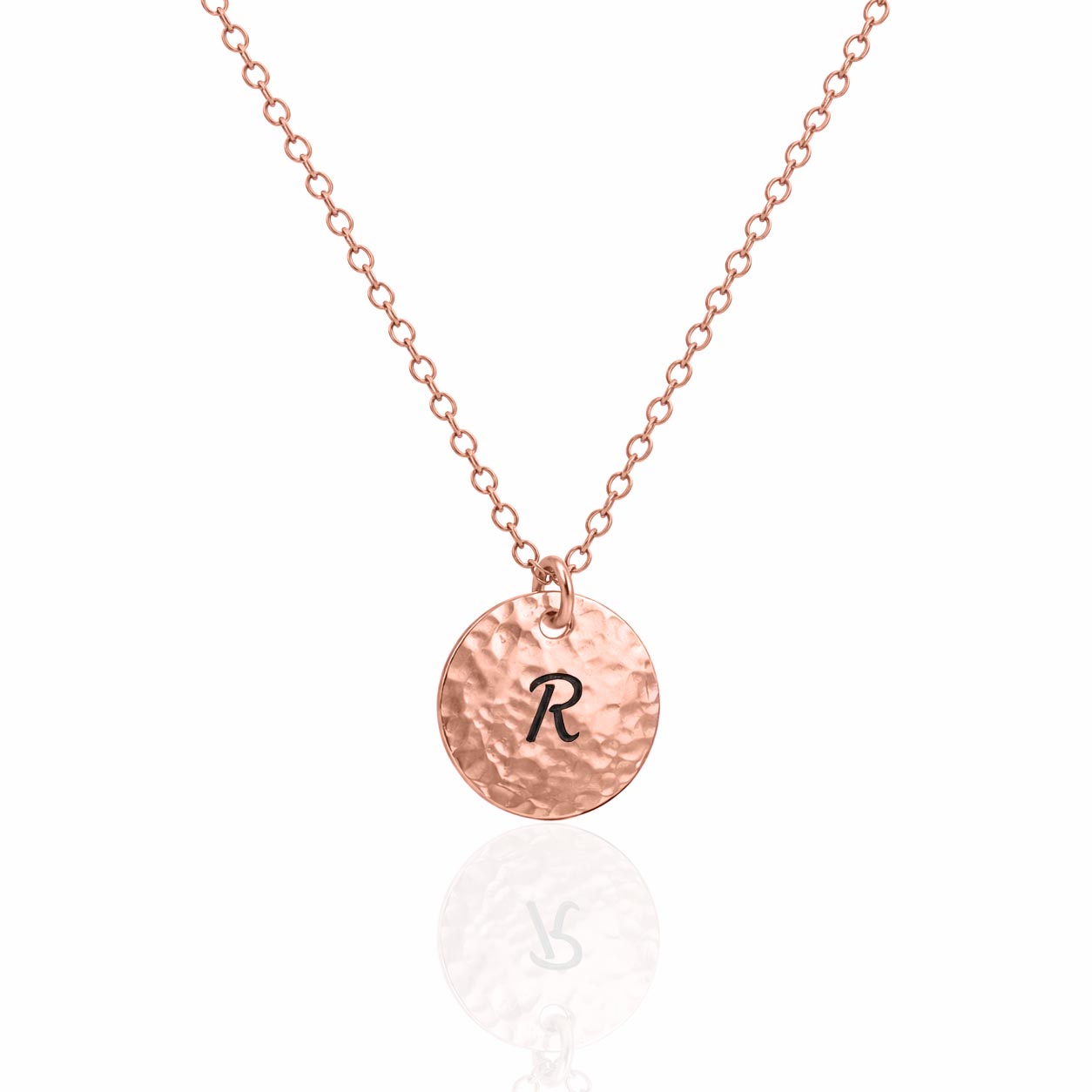 Personalized Hammered Disc Necklace – Custom Initial