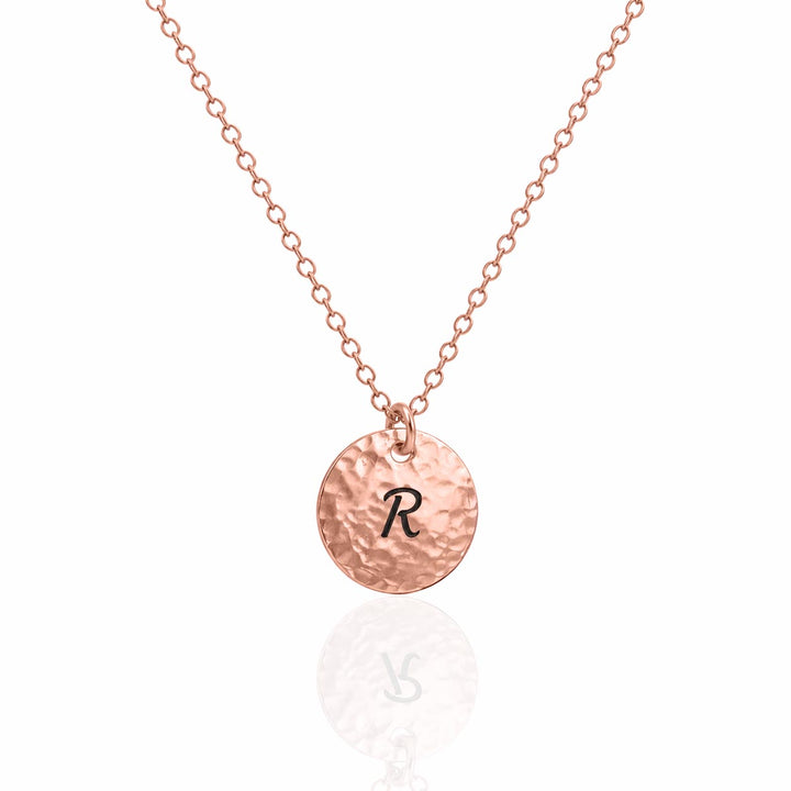 Personalized Hammered Disc Necklace – Custom Initial