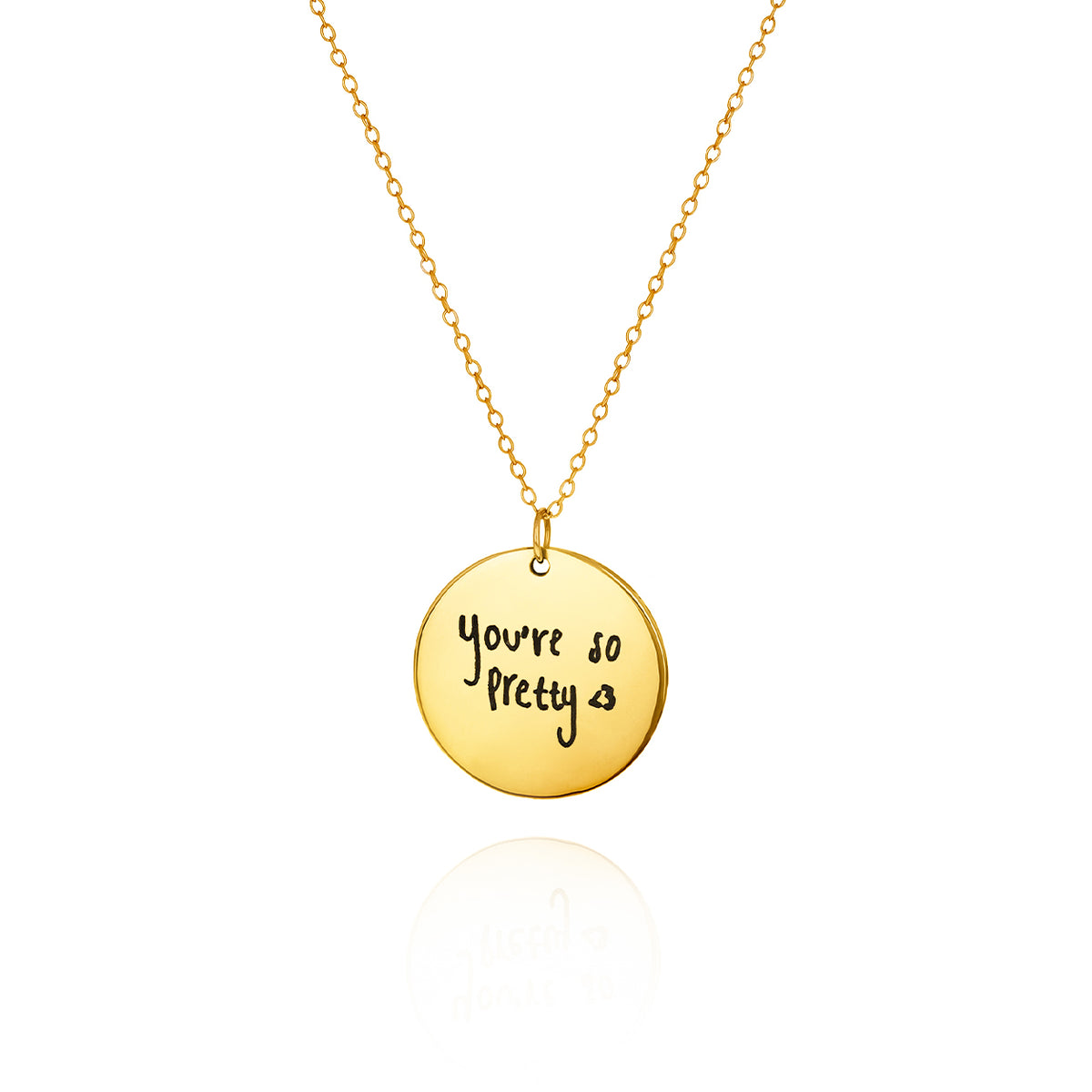 Personalized Handwriting Disc Necklace .925 Sterling Silver