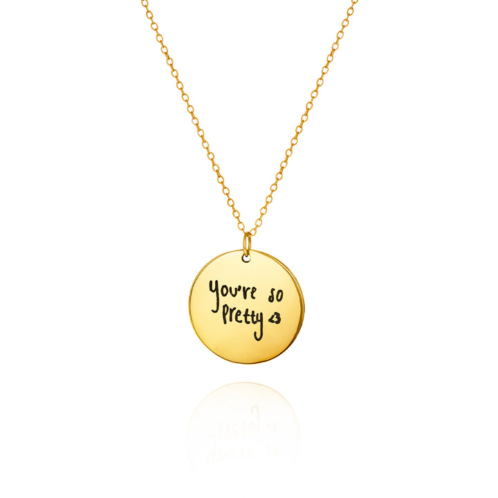 Personalized Handwriting Disc Necklace .925 Sterling Silver