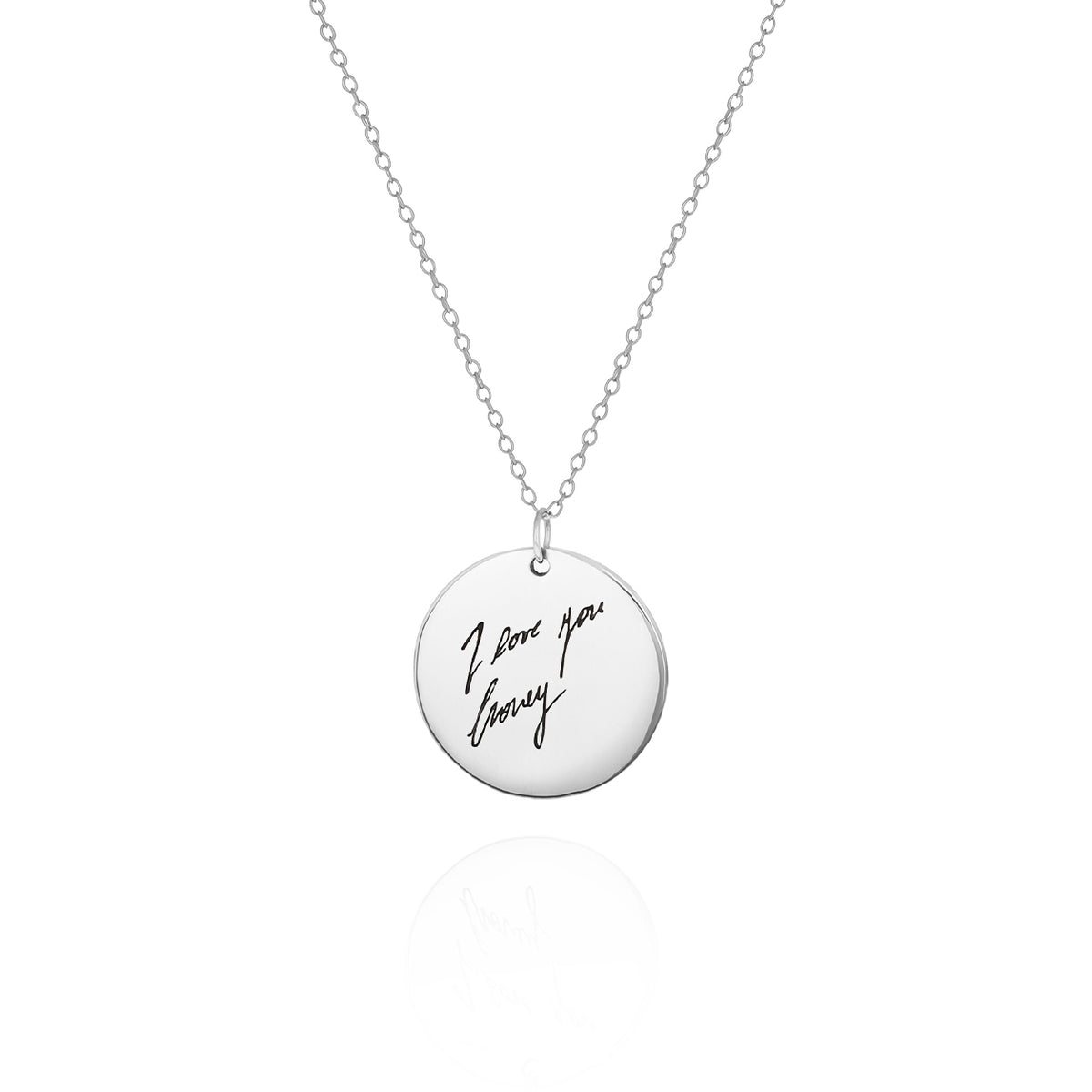 Personalized Handwriting Disc Necklace .925 Sterling Silver