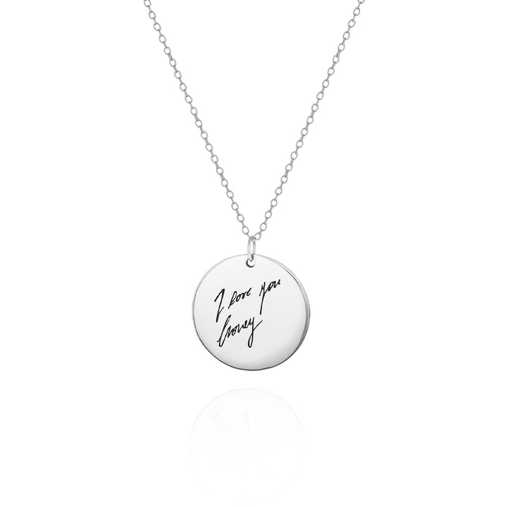 Personalized Handwriting Disc Necklace .925 Sterling Silver