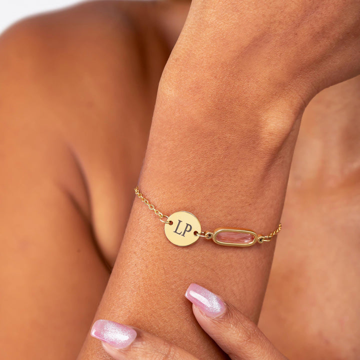 Personalized Birthstone Bracelet with Initials – Custom Sterling Silver Jewelry