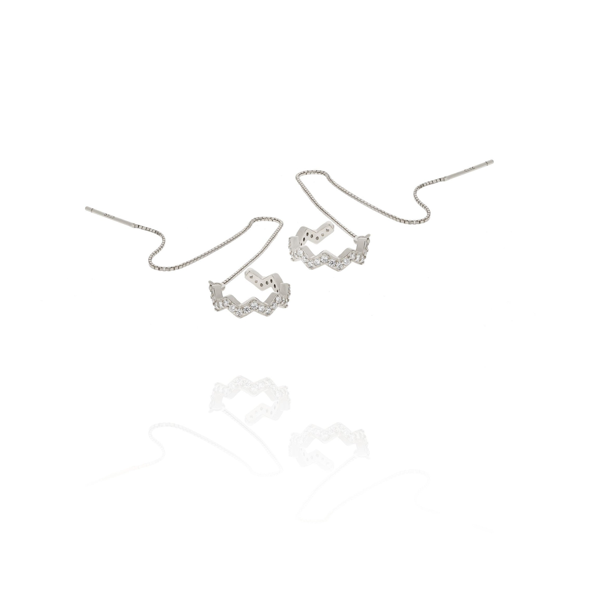 Ear Cuff with CZ diamond Chain Earrings