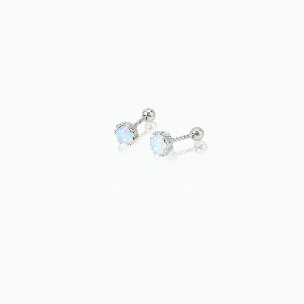 Delicate Opal Stud Earrings – Sterling Silver Minimalist Moonstone Gift for Her- S113