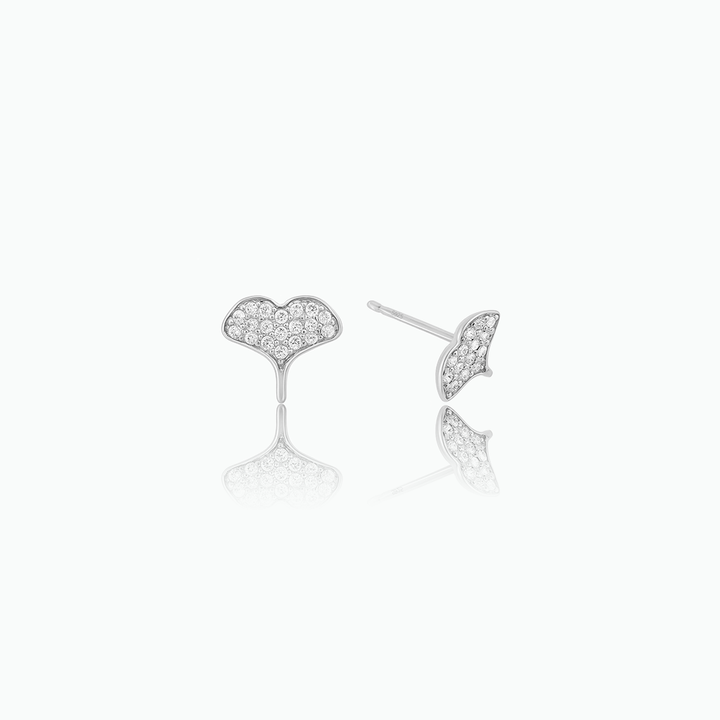 Dainty Whale Tail Stud Earrings with Crystals- S061