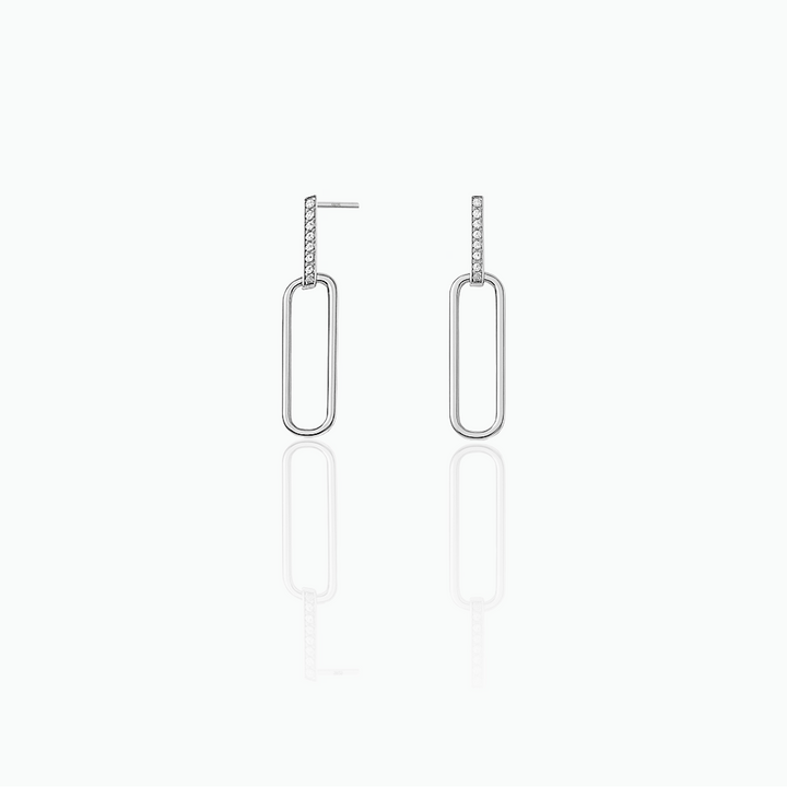Elegant CZ Dangle Stud Earrings – Minimalist Everyday Jewelry- S012