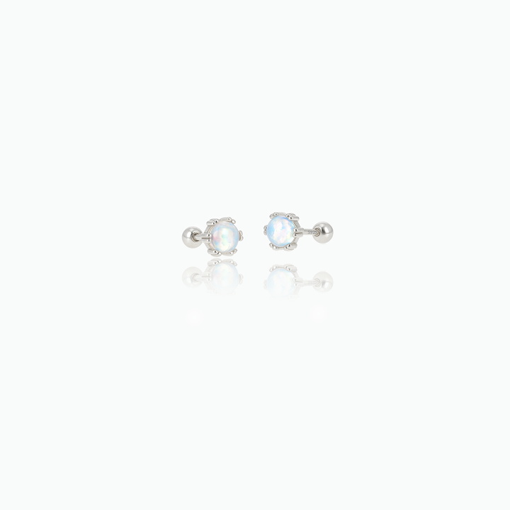 Delicate Opal Stud Earrings – Sterling Silver Minimalist Moonstone Gift for Her- S113