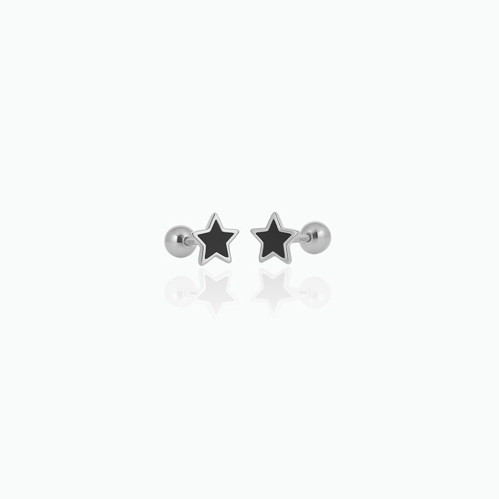 Black Star Stud Earrings – Sterling Silver, Everyday Minimalist Jewelry- S099
