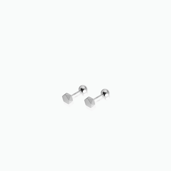 Geometric Hexagon Stud Earrings – Sterling Silver Minimalist Jewelry for Everyday Wear- S097