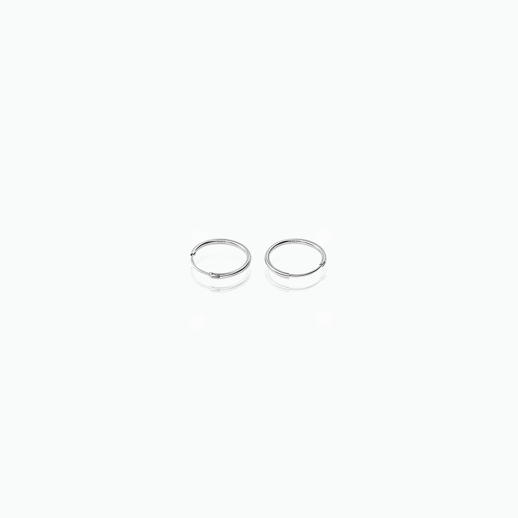 Two silver hoop earrings on a white background