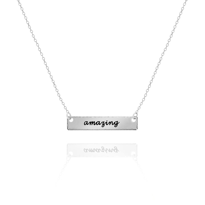 Personalized Hammered Bar Necklace – Custom Silver Name Necklace for Her