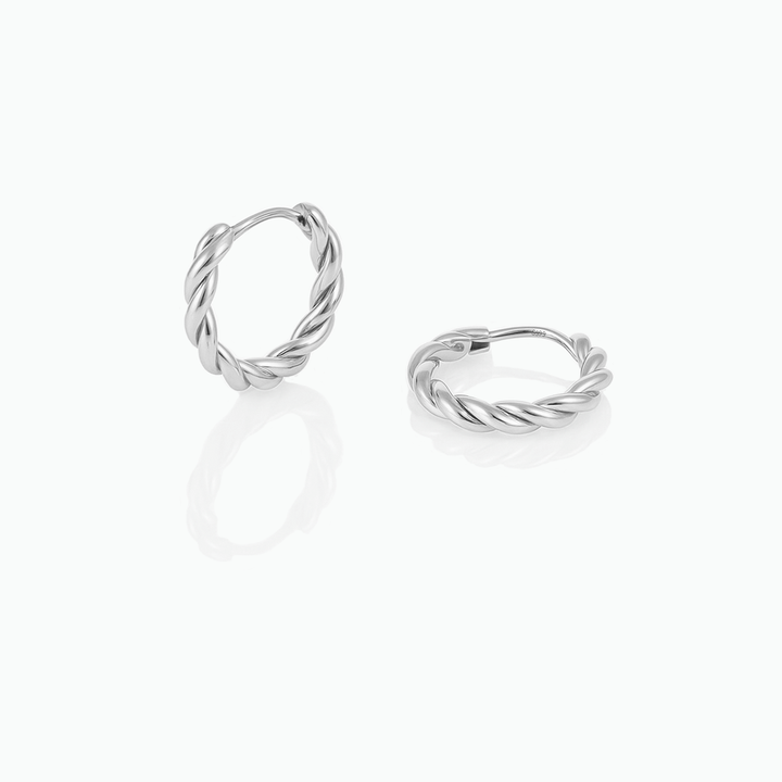 Dainty Twist Huggie Earrings – Sterling Silver Minimalist Jewelry, Gift-Ready for Her- S043