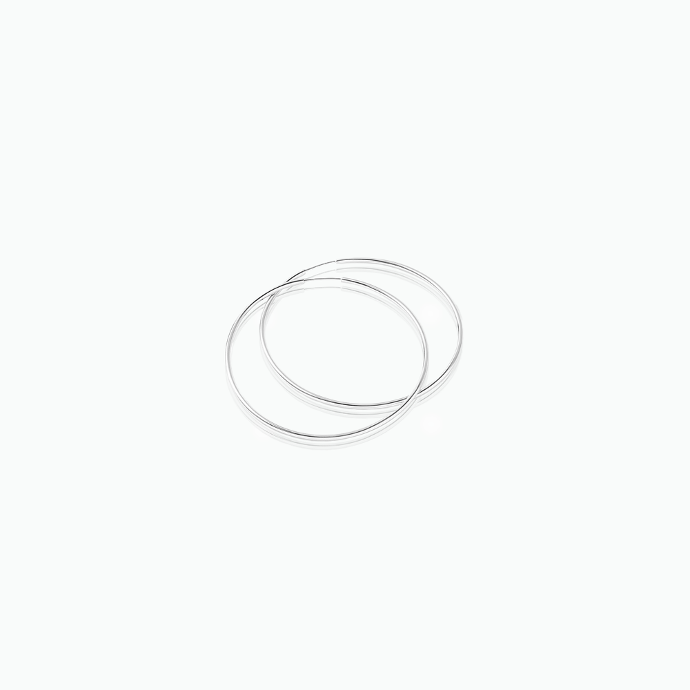 Silver hoop earrings on a white background