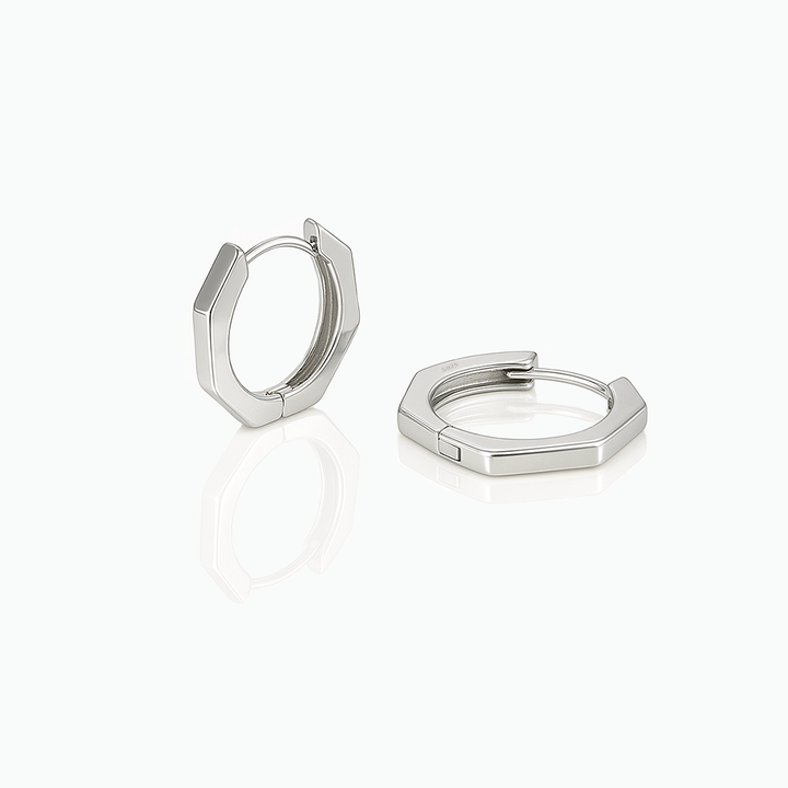 Hexagon Huggie Earrings – Minimalist Everyday Jewelry for Her- S060