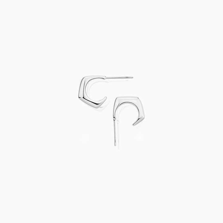 Geometric Huggie Stud Earrings – Minimalist Everyday Hoops in Sterling Silver & Gold- S144