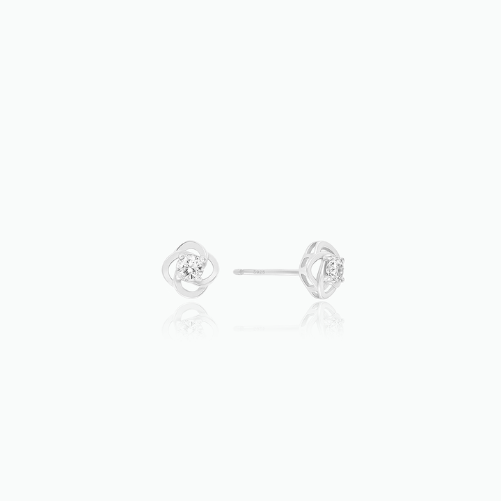 CZ Flower Stud Earrings – Sterling Silver Floral Jewelry for Her- S081