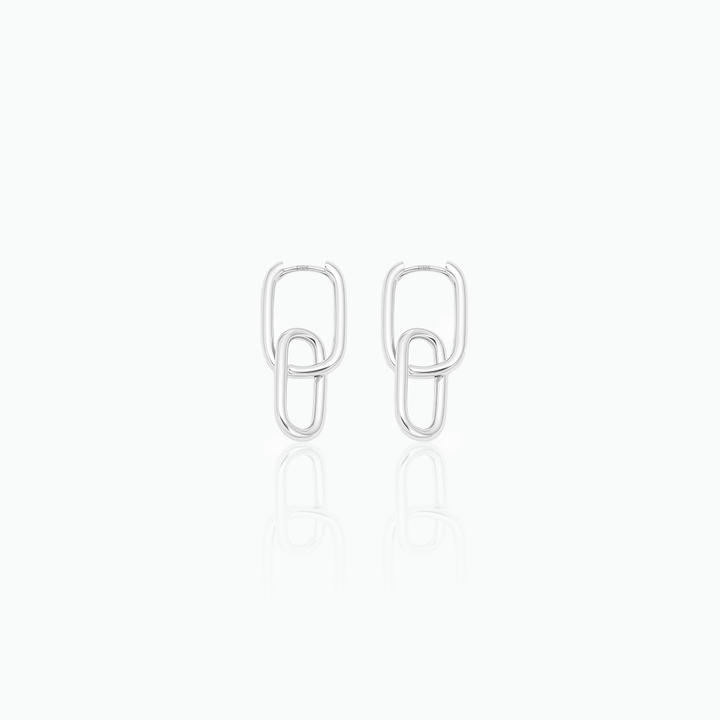 Chain Link Earrings – Modern Hoop Earrings in Sterling Silver, Gift for Her- S133