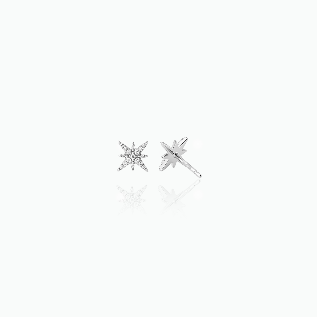 Pair of star-shaped earrings on a white background