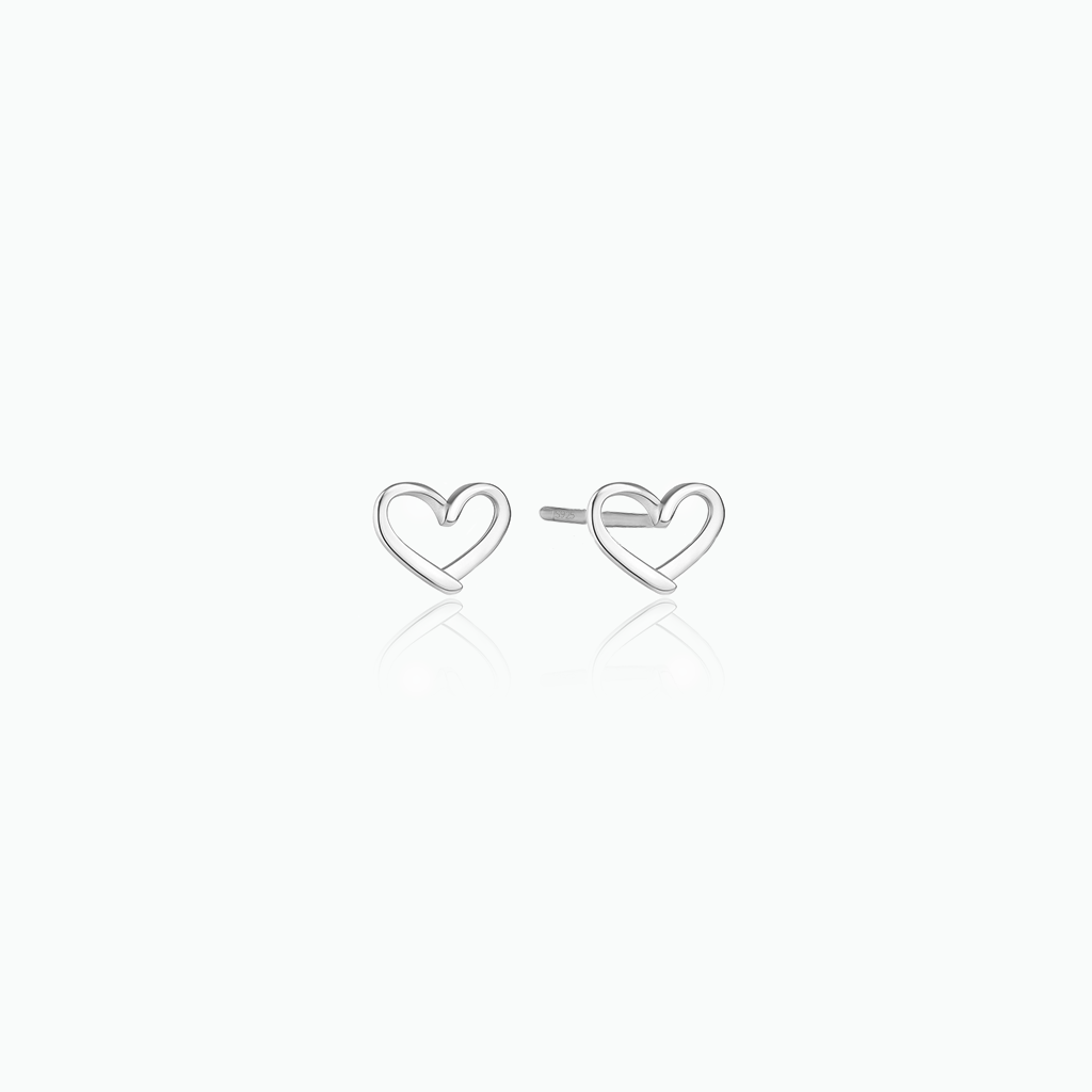 Tiny Heart Stud Earrings – Sterling Silver Minimalist Gift for Her- S096