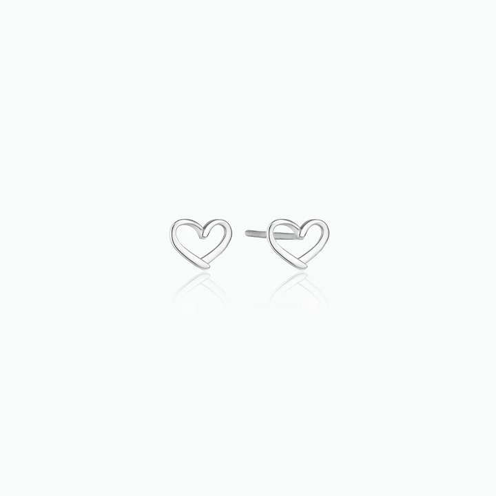 Tiny Heart Stud Earrings – Sterling Silver Minimalist Gift for Her- S096