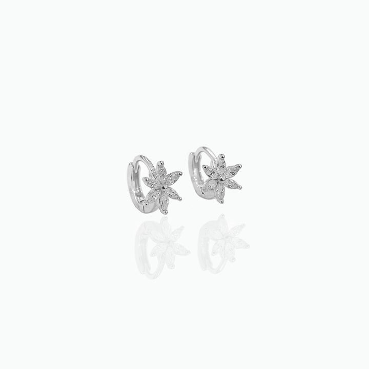 Floral Huggie Earrings – Sterling Silver Minimalist Hoops for Everyday Elegance- S013