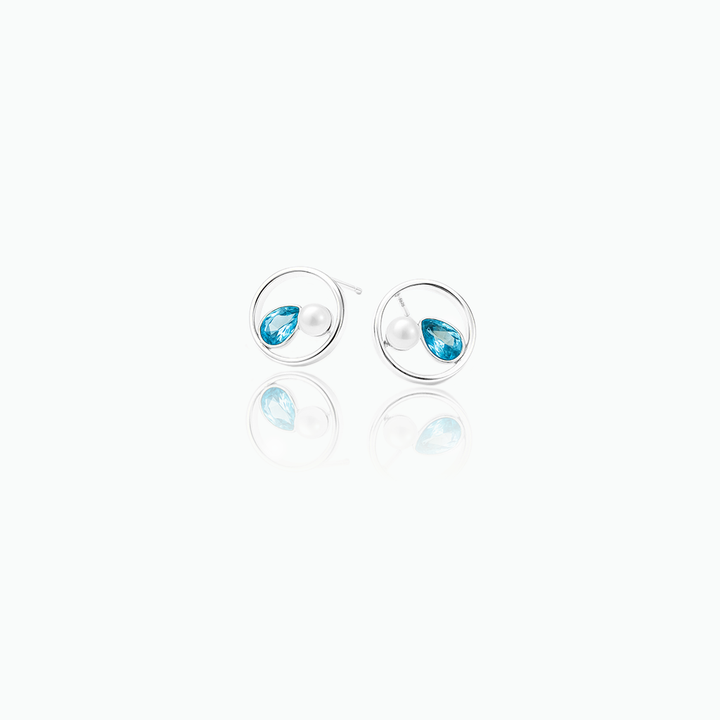 Freshwater Pearl Stud Earrings – Crystal Accent Sterling Silver Gift for Her- S110