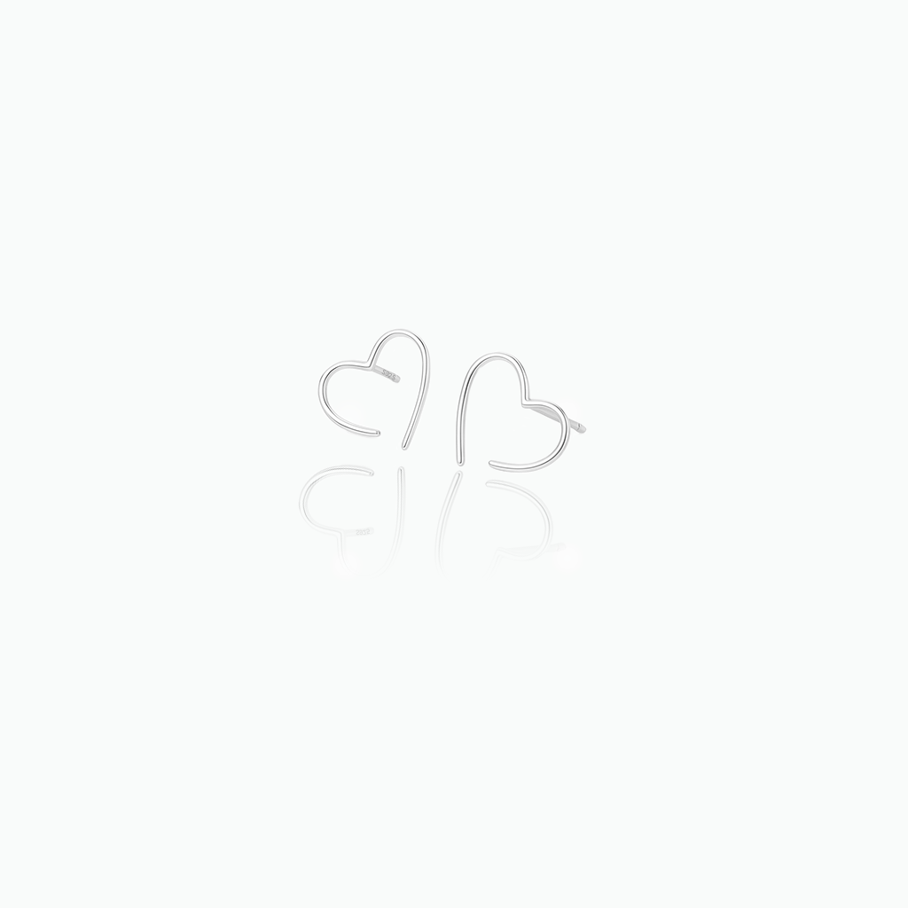 Sterling Silver Heart Stud Earrings – Dainty Minimalist Jewelry Gift for Her- S120