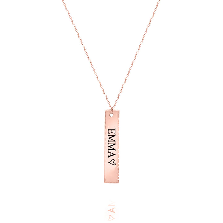 Vertical Hammered Edge Bar Necklace