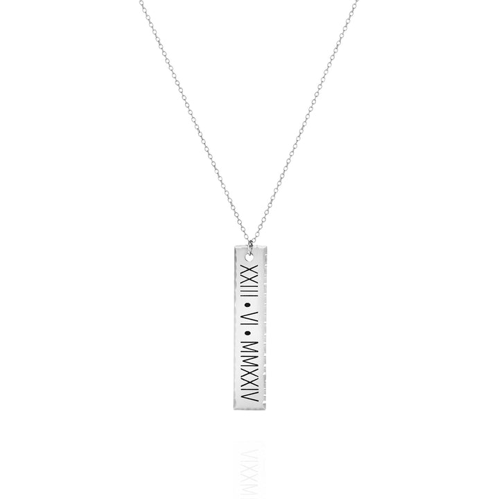 Vertical Hammered Edge Bar Necklace